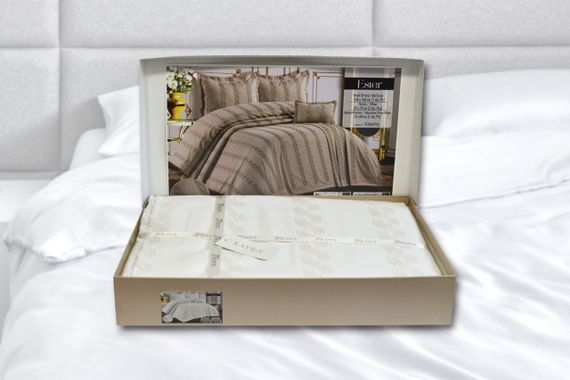 Покрывало з бахромой Kayra 240х260 см Ester кремовое | Зображення 5