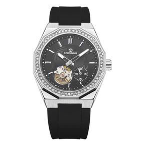 Наручний механічний годинник Forsining 8313 Black-Silver-Black
