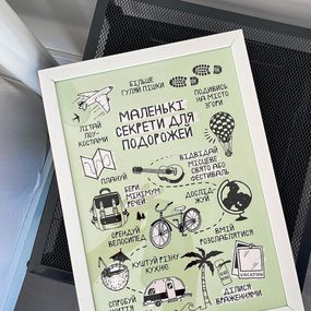 Постер в рамке Маленькі секрети для подорожей 21х30см, A4 (WMT4_18S022_WH)
