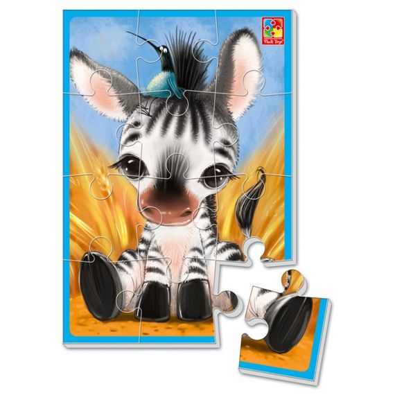 Детские мягкие пазлы "Зебренок и львенок" VT1103-42 формата А5 | Зображення 1