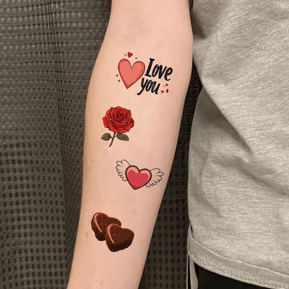 Набір тимчасових тату "Любов № 1" Love-tattoo-mini-set-1-10, 12 х 7 см 10 шт | Зображення 5