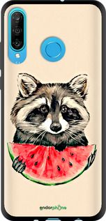 Чохол на Huawei P30 Lite Єнотик з кавуном "4605b-1651-2448"