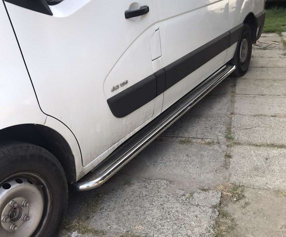 Боковые пороги Premium (2 шт., нерж.) 60 мм, средняя база для Renault Master 2011-2024 гг | Зображення 1