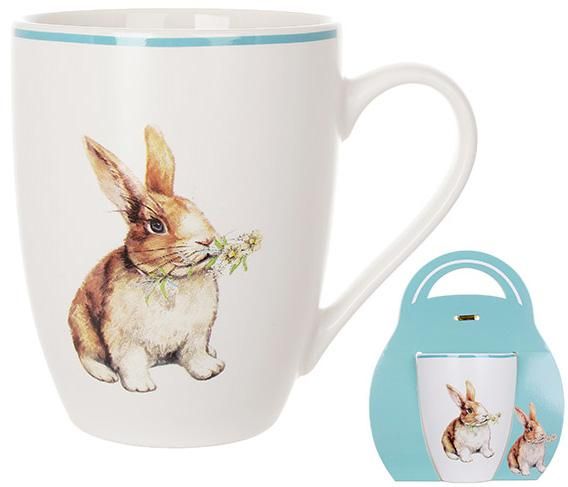 Кухоль порцеляновий Happy Rabbit 340мл з блакитною облямівкою | Зображення 1