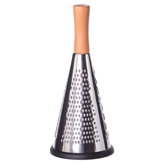 Конусна тристороння ручна тертка з нержавіючої сталі з дерев'яною ручкою HP-8-2 | Зображення 2