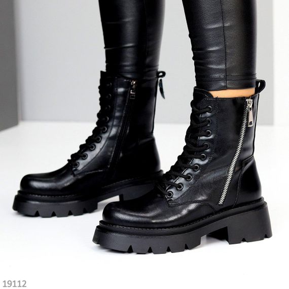Круті чорні зимові черевики берці натуральна шкіра | Зображення 4