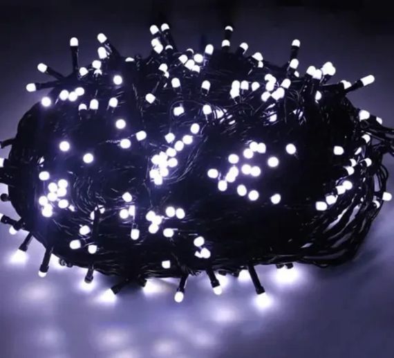 Світлодіодна Гірлянда нитка 201 led Біла (чорний дріт)