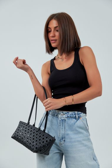 Трикотажна базова майка - чорний цвет, M (є розміри)