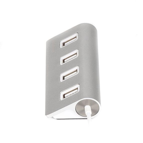 Хаб USB 2.0 Type-A HU2A-4P-01 на 4 порти, метал, сріблястий | Зображення 2