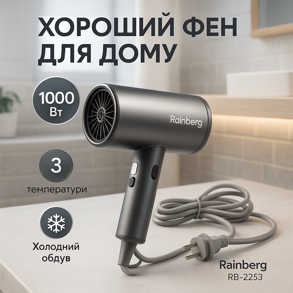 Професійний фен для об'єму Rainberg, Фен для різних типів волосся Електричний гладкого волосся YJ-89