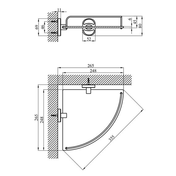 Полиця для ванної кімнати Kroner KRM Elbe - ACG2921-1 (CV022897) | Зображення 1