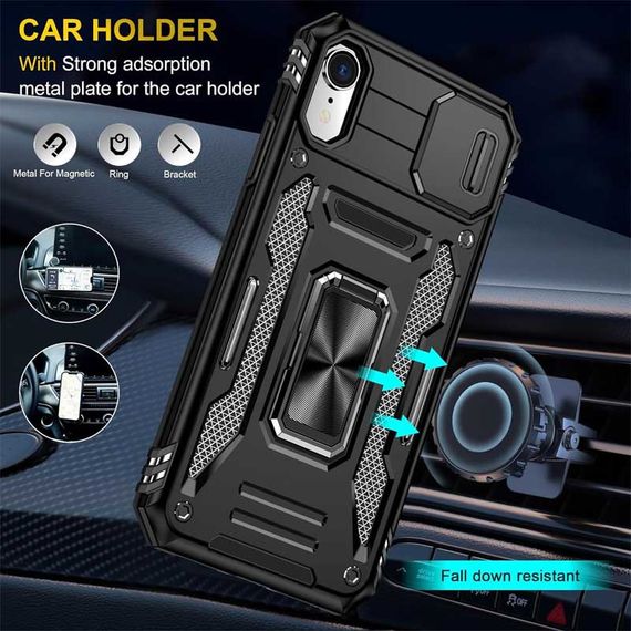 Ударопрочный чехол Camshield Army Ring для Apple iPhone XR (6.1") Черный / Black | Зображення 2
