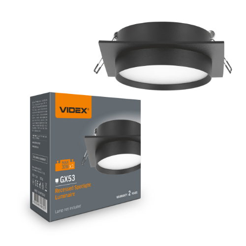Світильник VIDEX під лампу GX53 врізний Квадратний Чорний (VL-SPF33S-B) (40шт/ящ)