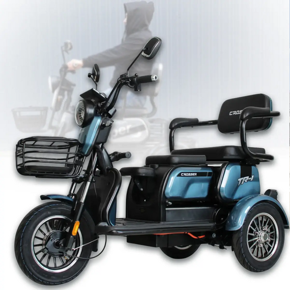 Електротрайк Crosser TR-1 LFP 1500W 76.8 V 30 Ah, триколісний електроскутер, до 75 км, для дорослих і літніх Синій | Зображення 7