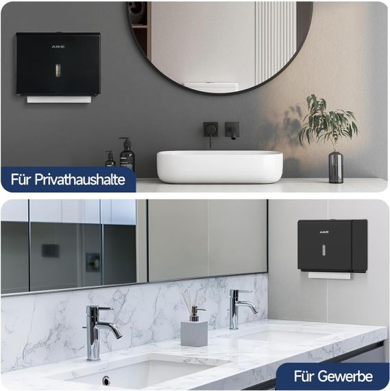 Диспенсер для бумажных полотенец держатель настенный черный, 200+ листов Z-сборка, пластиковый, смотровое окно | Зображення 7