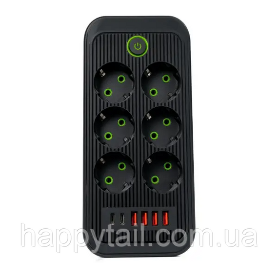 Мережевий фільтр-подовжувач 6 розеток 4 USB-A + 2USB Type-C 5м HP-5-54