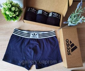 Чоловічі боксери Adidas, чоловічі труси Адідас, Бавовняні труси Адідас Преміум'якості, чоловічі боксери M, Темно-синій