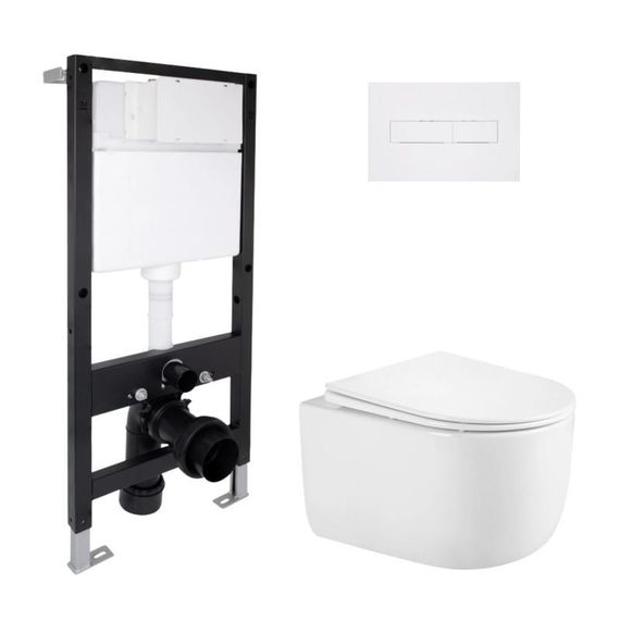Готовое решение Qtap для ванной комнаты: подвесной унитаз Taurus Ultra Quiet 485x360x350 + комплект инсталляции Standard (линейная