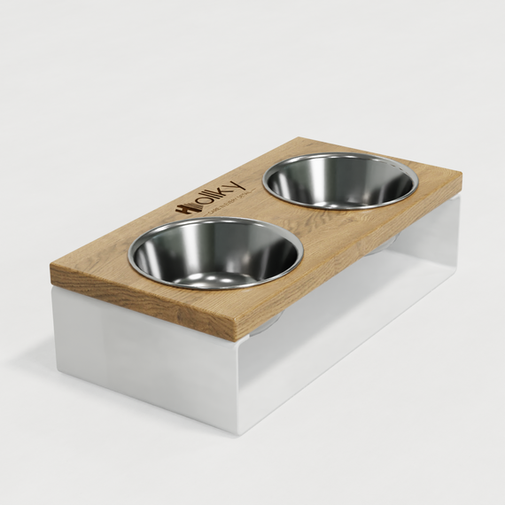 Миски на підставці з цільного металевого листа для собак та котів Hollky SteelWood S (2 × 0,45 л) SWS-36188-WHNT | Зображення 6