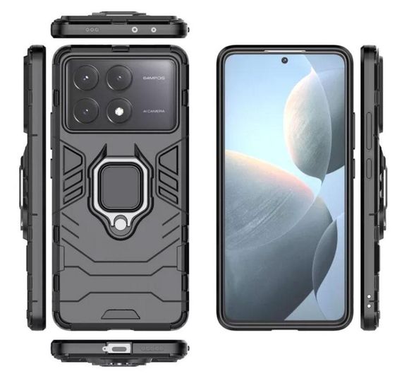 Чехол бампер Primolux Ring Armor для Xiaomi Redmi K70E / Poco X6 Pro - Black | Зображення 3