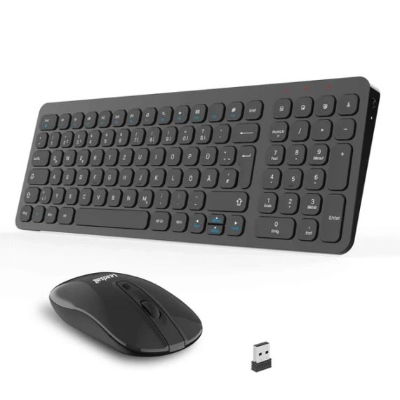 Комплект клавіатури та миші LeadsaiL — тиха бездротова миша 2,4G і тонка клавіатура німецька розкладка