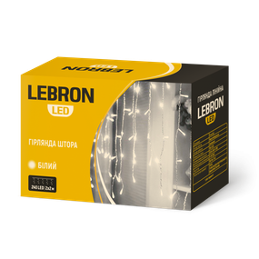 LED гірлянда LEBRON штора 3х2м, 320LED, жовта, IP20 (15-18-79)