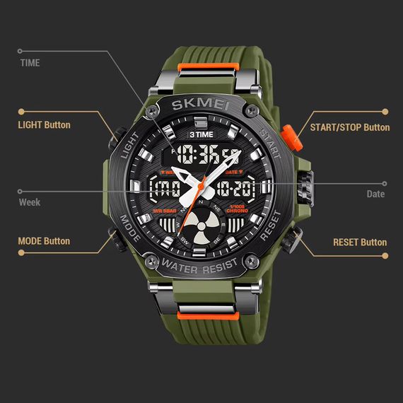 Чоловічі годинники для риболовлі SKMEI, Оригінальні спортивні годинники для походів LO-64 | Зображення 2