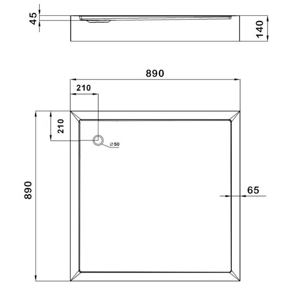 Душовий піддон Lidz Kapielka ST90x90х14, квадратний LKAST909014 | Зображення 1