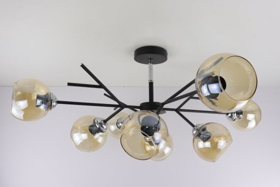 Люстра стельова на 8 лампочок 25022 Чорний 34х85х85 см. | Зображення 1