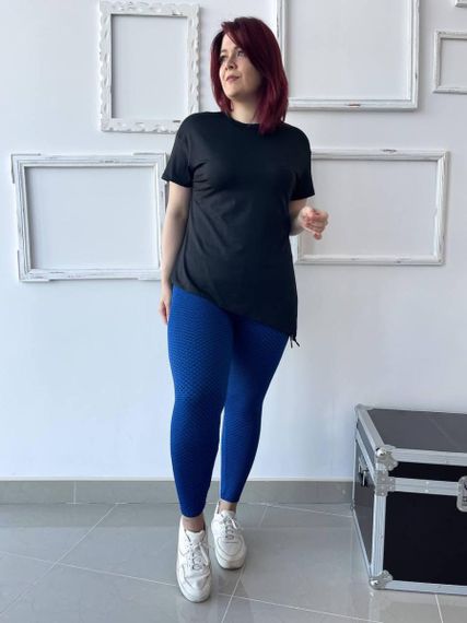 Спортивні сині фітнес лосини plus size | Зображення 2