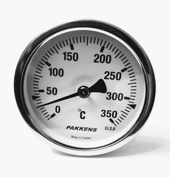 Термометр D 63 мм/350°С биметаллический трубчатый с гильзой погружной L-110 мм 1/2" PAKKENS Турция | Зображення 1