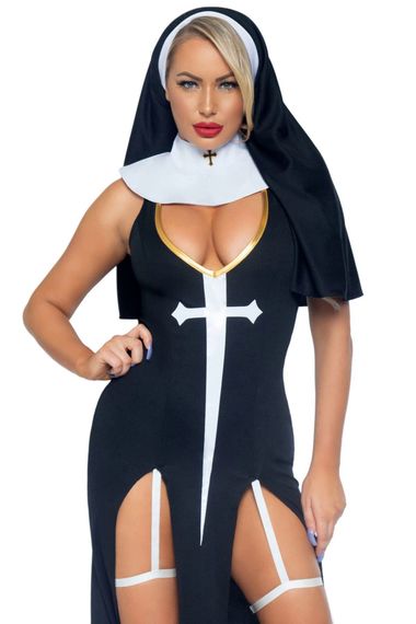 Костюм грешницы Leg Avenue Sultry Sinner Черно-белый S