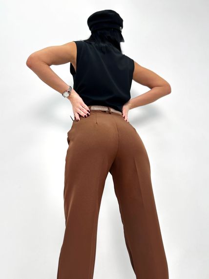 Женские классические укороченные брюки со стрелками зауженные внизу размер 44 цвет коричневый GF1704 | Зображення 4