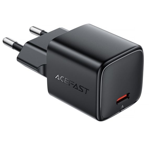 СЗУ Acefast A117 mini PD20W GaN (1USB-C) + кабель Type-C to Lightning Black | Зображення 1