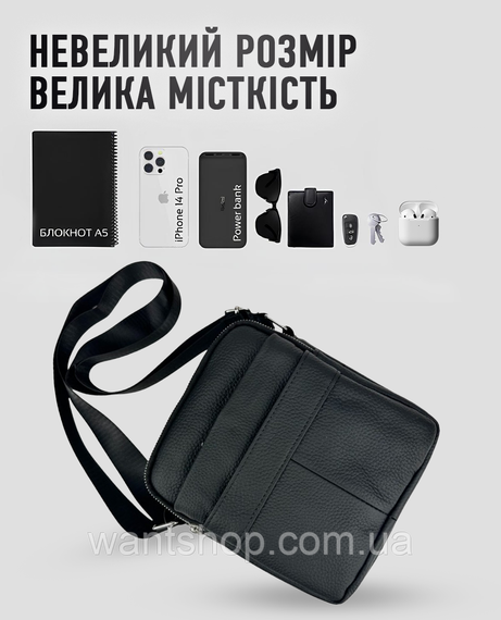 Сумка барсетка шкіряна чоловіча через плече Tiding Bag TM-73571 чорна | Зображення 6