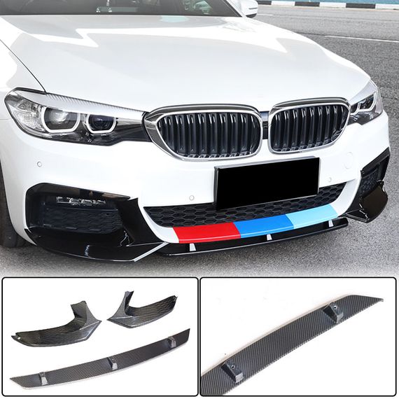 Накладка на передній бампер Lip V5 (для M-Sport 2017-2020, Карбон) для BMW 5 серія G30/31 рр
