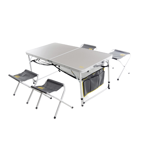 Набір меблів для пікніку на 4 людини стіл-валіза + 4 стільця 120*60*70см алюміній СИЛА