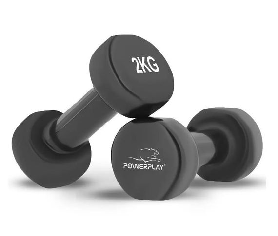 Гантелі вінілові PowerPlay 2 * 2 кг PP_4121 Чорні 2 шт + Гумка для фітнесу 7,5 кг (PP_4121_2*2kg) | Зображення 3