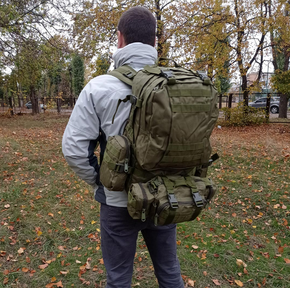 Військовий рюкзак Модульний на 50 л олива Тактичний похідний рюкзак 4в1 для військовослужбовців   знижка | Зображення 4