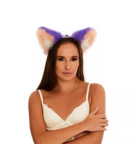 Меховые ушки кошки трехцветные: Фиолетовый, персиковый, белый OKOVA Sex Aura