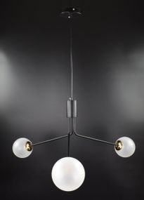 Люстра підвісна на 3 лампочки 26684 Чорний 45-120х80х80 см.