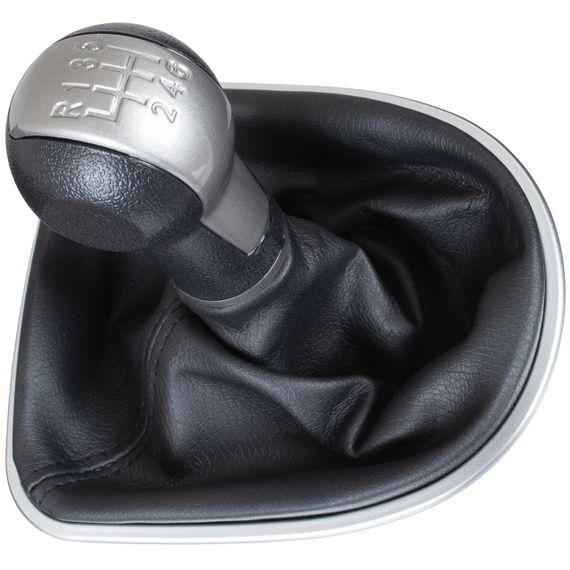 Seat Leon II (от 2005) ручка КПП переключение передач черно-бежевая + чехол + рамка хром 6 ступка, Сеат Леон 2
