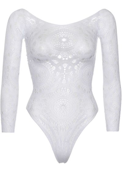 Еротичне боді-бодістокінг Leg Avenue Snap crotch thong back teddy White S/M | Зображення 2