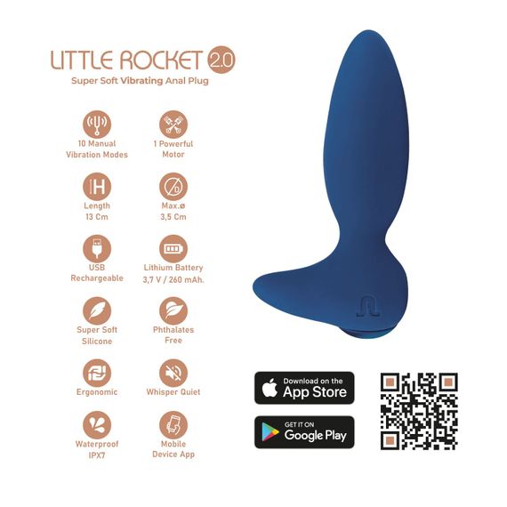 Анальная смарт-вибропробка Adrien Lastic Little Rocket 2.0, 10 режимов, двойной силикон | Зображення 4