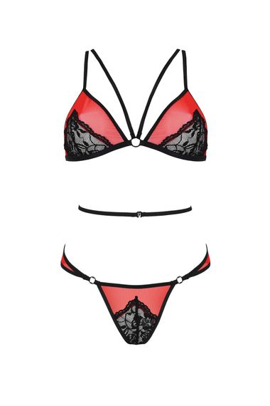 Комплект білизни Passion PEONIA SET XXL/XXXL red, бра, трусики | Зображення 2