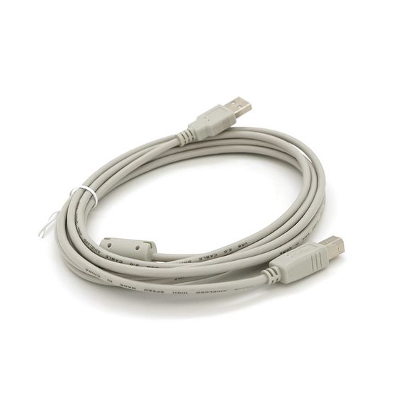 Кабель USB 2.0 AM/BM, 3.0m, 1 ферит, білий | Зображення 1