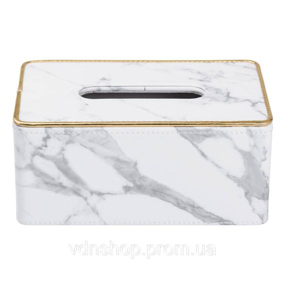Серветниця з еко шкіри 21.5х13х9 см для кафе і ресторанів Білий мармур HP-3-202 | Зображення 1