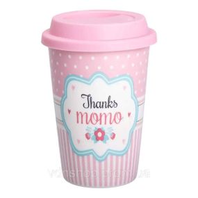 Стакан фарфоровый 420 мл с силиконовой крышкой Thanks momo RX-N240288TM