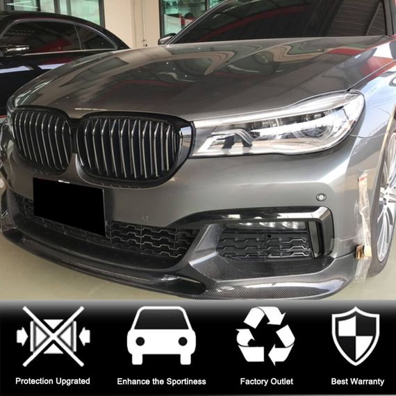 Накладка на передній бампер Lip V1 (для M-Sport 2016-2019, Карбон) для BMW 7 серія G11/G12 рр | Зображення 1