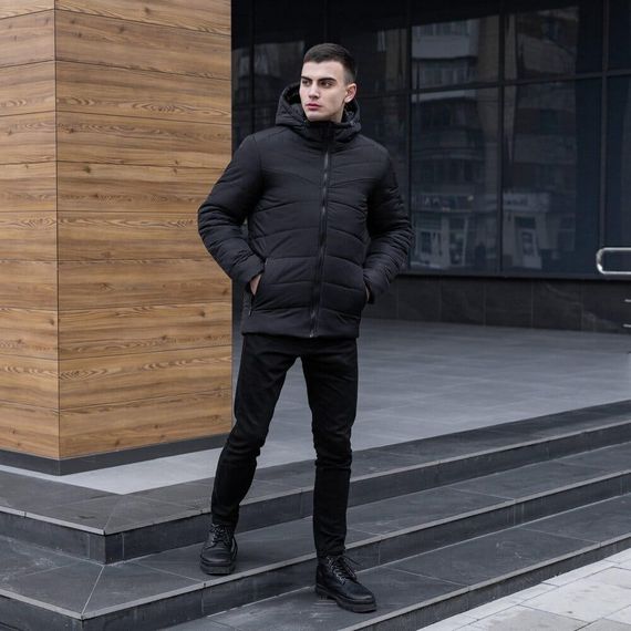 Зимова куртка матеріал поліестер +9-18 чорна | Зображення 6